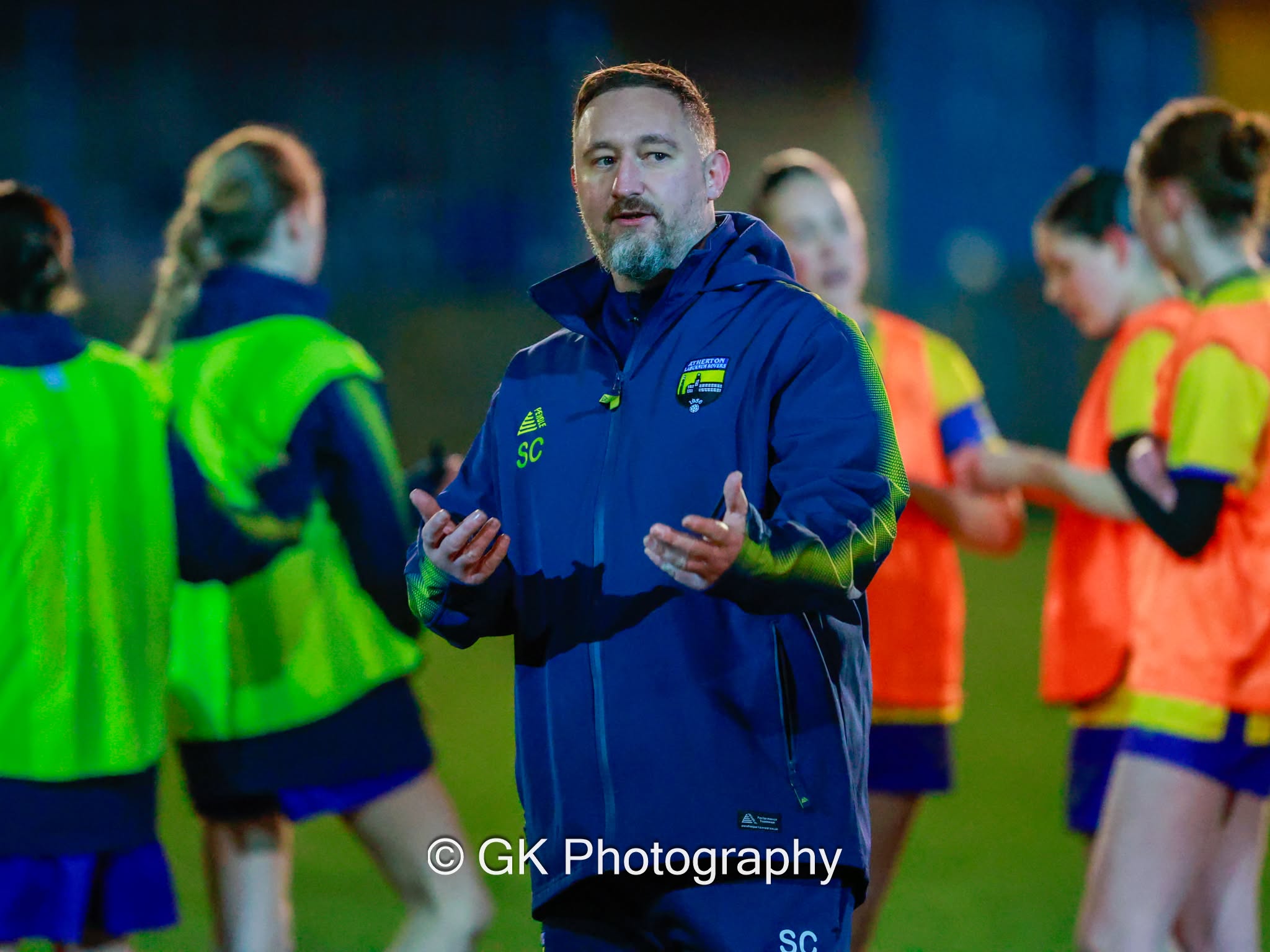 MSC Girls Academy founder Stuart Carbery coaching young female footballers